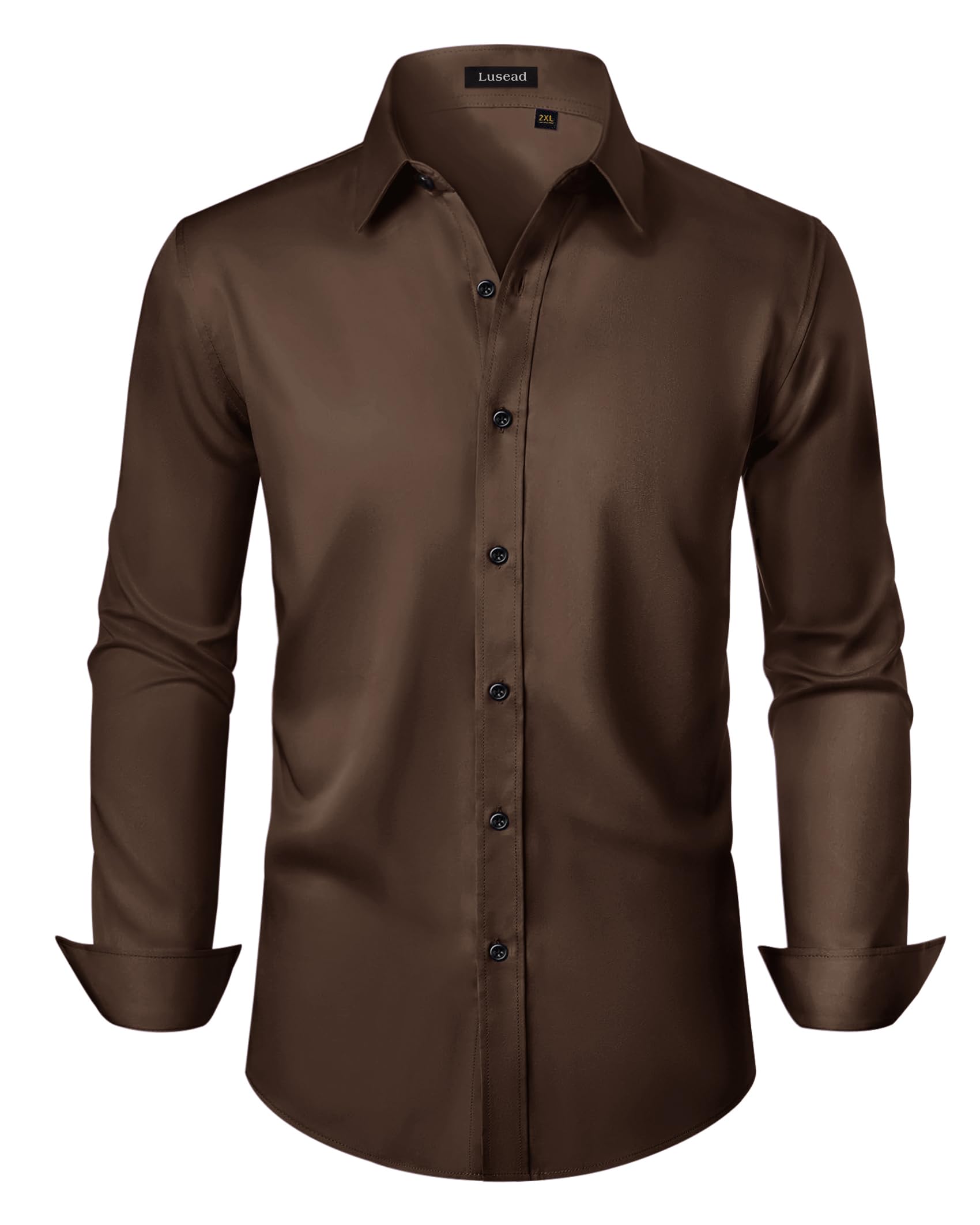 Men's Dress Shirts Long Sleeve Stretch Wrinkle Free Slim Fit Wedding Formal Button Down Shirt
